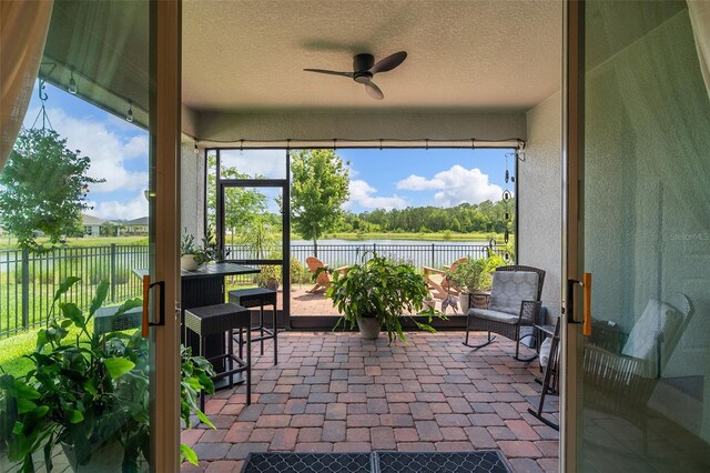 3428 Sagebrush St, Saint Cloud, FL 34773 - sunroom / solarium with a water view and a ceiling fan