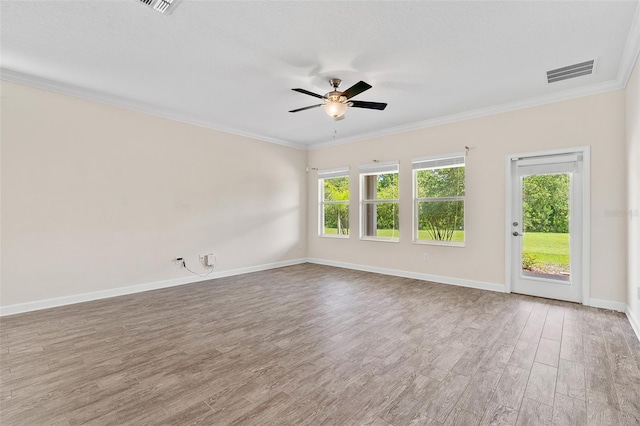 3138 Dark Sky Dr, Saint Cloud, FL 34773 - unfurnished room with wood finished floors, a ceiling fan, ornamental molding, and baseboards