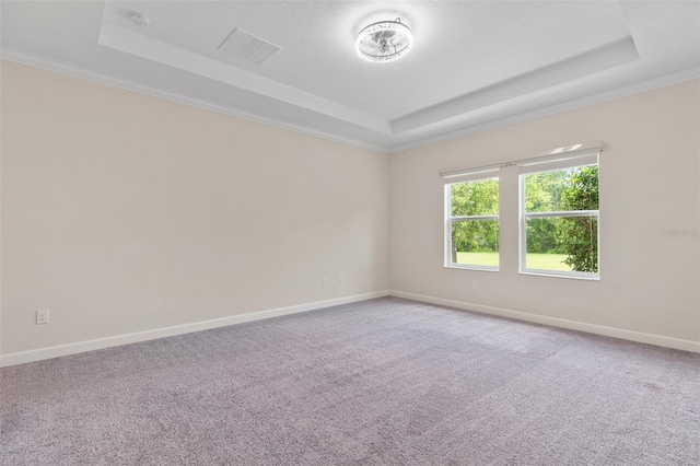 3138 Dark Sky Dr, Saint Cloud, FL 34773 - unfurnished room featuring a raised ceiling, carpet floors, baseboards, a smoke detector, and ornamental molding