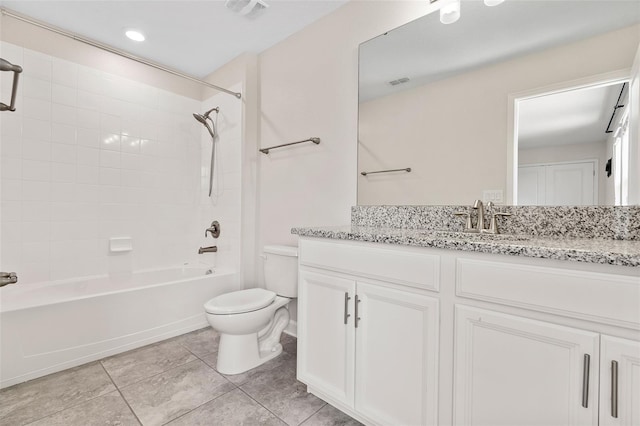 3138 Dark Sky Dr, Saint Cloud, FL 34773 - full bathroom featuring toilet, shower / tub combination, vanity, and tile patterned floors