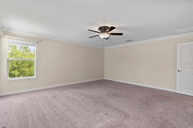 3138 Dark Sky Dr, Saint Cloud, FL 34773 - carpeted empty room with crown molding, a ceiling fan, and baseboards