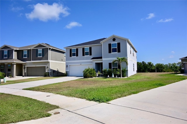 673 Sarner Pass Way, Winter Haven, FL 33881 - view of front facade with an attached garage, driveway, a front lawn, and stucco siding