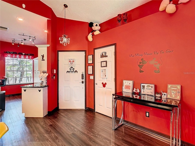 550 Canary Island Cir, Davenport, FL 33837 - entrance foyer featuring dark wood-type flooring, baseboards, and lofted ceiling