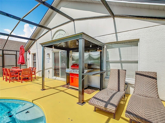 550 Canary Island Cir, Davenport, FL 33837 - view of patio featuring a lanai and outdoor dining area