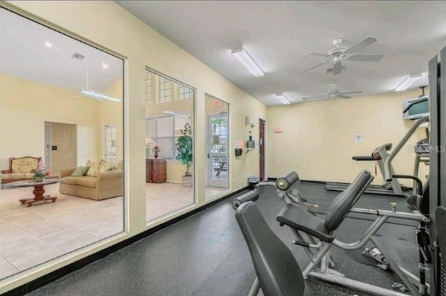 2729 Club Cortile Cir, Kissimmee, FL 34746 - exercise room with a ceiling fan