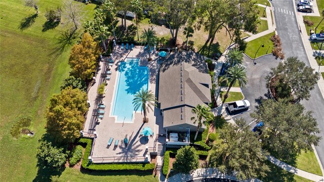 bird's eye view of a pool area