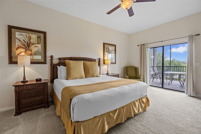 3060 Pirates Retreat Ct Unit 309, Kissimmee, FL 34747 - bedroom featuring carpet flooring, access to outside, baseboards, and a ceiling fan