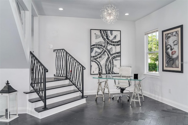 423 Arbor Cir, Celebration, FL 34747 - office featuring recessed lighting, a chandelier, and baseboards