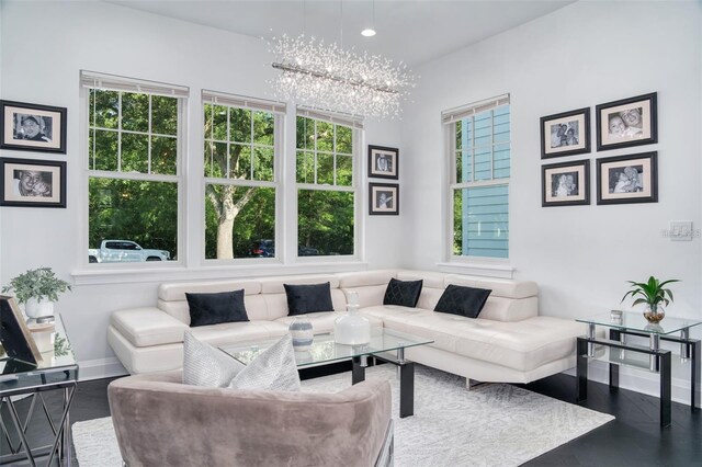 423 Arbor Cir, Celebration, FL 34747 - living area with baseboards, a chandelier, recessed lighting, and wood finished floors