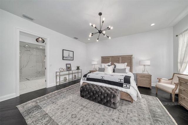 423 Arbor Cir, Celebration, FL 34747 - bedroom with a chandelier, baseboards, recessed lighting, and ensuite bath