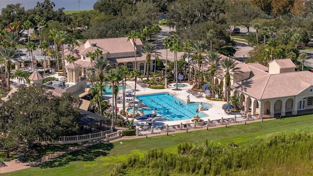 bird's eye view of a pool