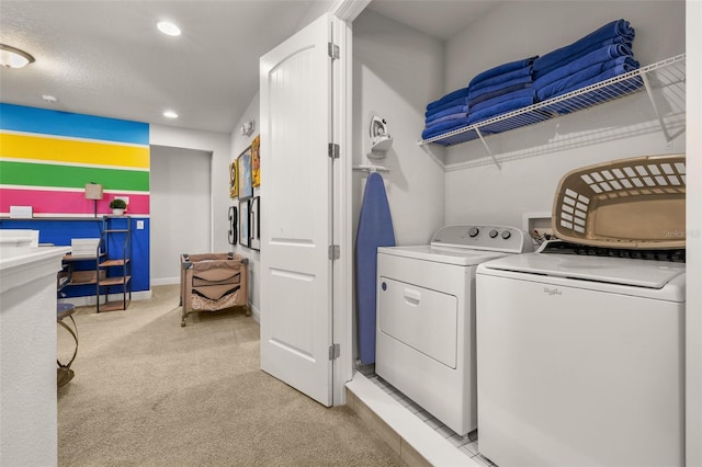 420 Burma St, Kissimmee, FL 34747 - washroom with washing machine and dryer, light carpet, and recessed lighting