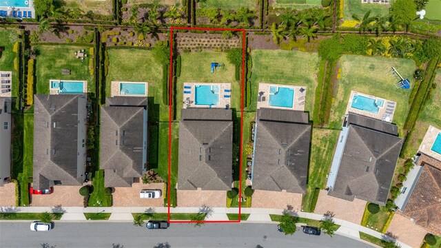 420 Burma St, Kissimmee, FL 34747 - aerial perspective of suburban area with property parcel outlined