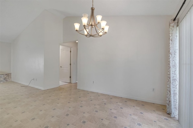 14091 SW 32nd Terrace Rd, Ocala, FL 34473 - unfurnished dining area featuring a chandelier and vaulted ceiling