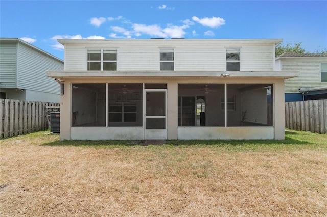 4630 Elena Way, Melbourne, FL 32934 - back of house with a sunroom and central AC unit