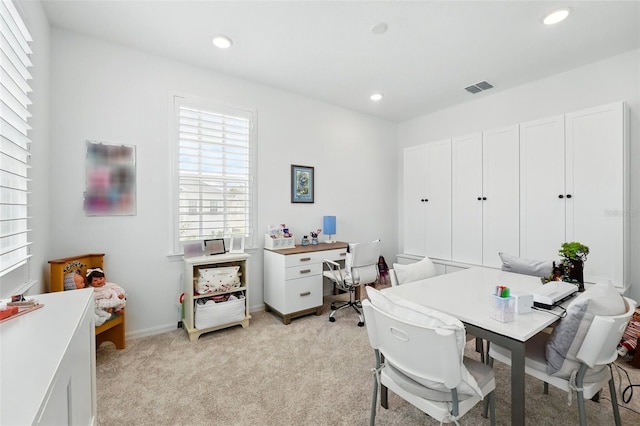 1850 Treasure Cv, Celebration, FL 34747 - home office with light colored carpet, recessed lighting, and baseboards