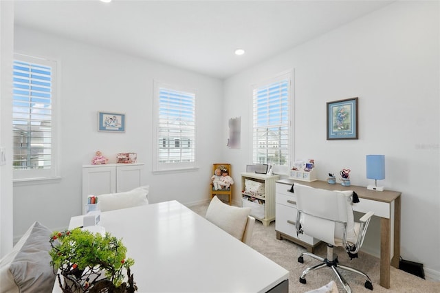 1850 Treasure Cv, Celebration, FL 34747 - home office with plenty of natural light, light carpet, baseboards, and recessed lighting