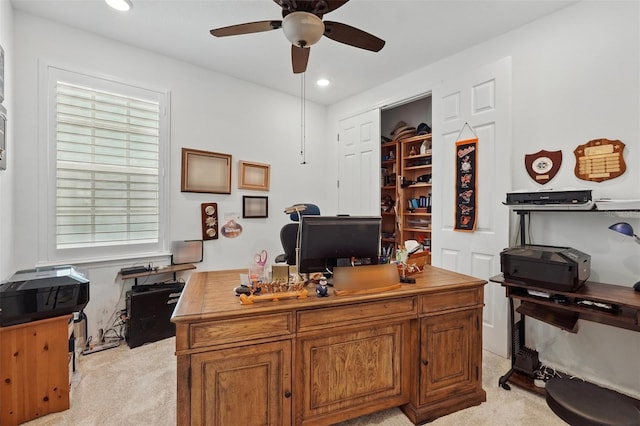 1850 Treasure Cv, Celebration, FL 34747 - office featuring light colored carpet, ceiling fan, healthy amount of natural light, and recessed lighting