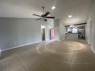116 Talavera Ln, Kissimmee, FL 34758 - empty room featuring basketball court, baseboards, recessed lighting, and a ceiling fan