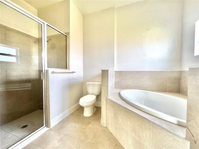 2427 Continental Blvd, Orlando, FL 32808 - full bath with toilet, a stall shower, a garden tub, tile patterned flooring, and baseboards