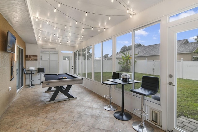 102 Royalty Cir, Sanford, FL 32771 - playroom featuring stone tile floors, healthy amount of natural light, billiards table, and a wall unit AC