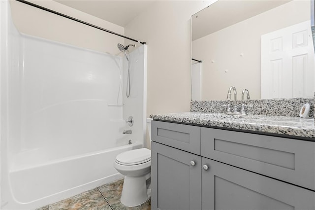full bathroom featuring toilet, vanity, and shower / bath combination
