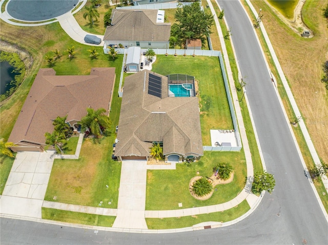 aerial view of a pool area