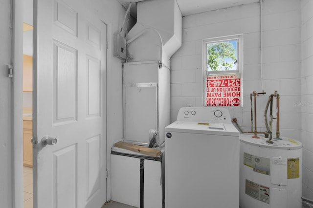 572 Floral Dr, Kissimmee, FL 34743 - clothes washing area with washer / clothes dryer and electric water heater