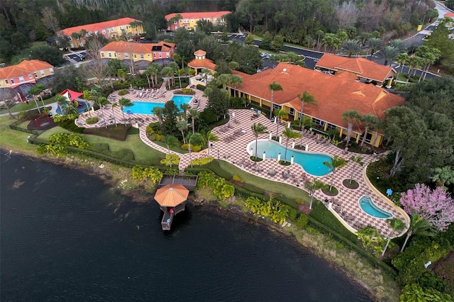 3015 Yellow Lantana Ln, Kissimmee, FL 34747 - aerial view of property and surrounding area featuring a pool and a large body of water