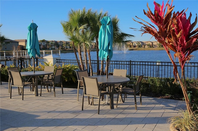 2147 Tripoli Ct, Kissimmee, FL 34747 - view of patio with outdoor dining area, fence, and a water view