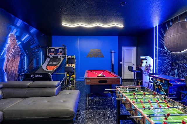 9020 Stinger Dr, Davenport, FL 33896 - game room with pool table and a textured ceiling