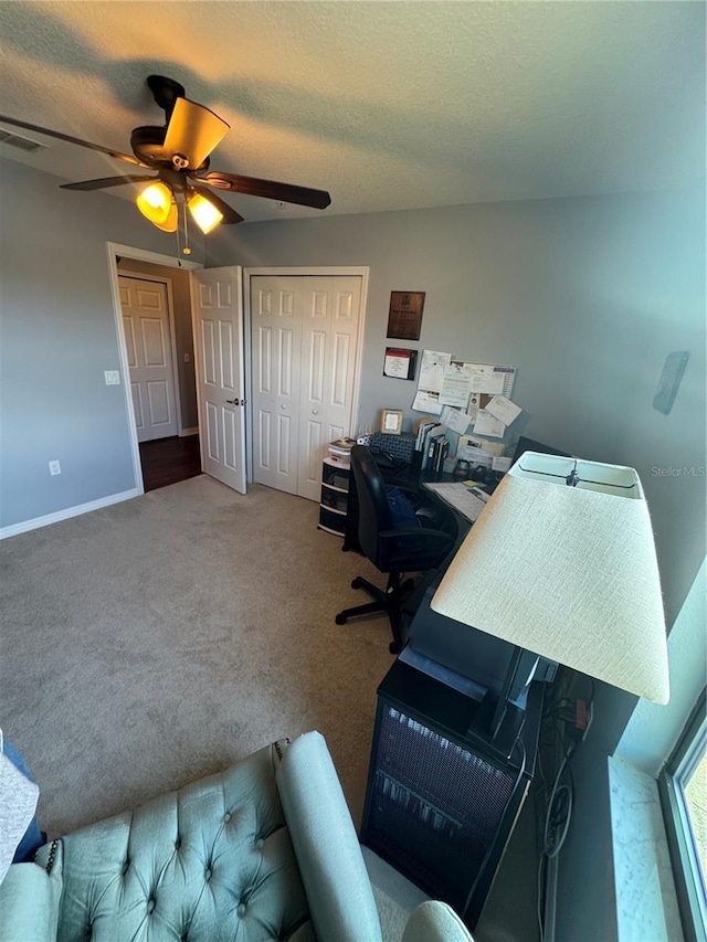 2289 Seven Oaks Dr, Saint Cloud, FL 34772 - carpeted office space with a ceiling fan and baseboards