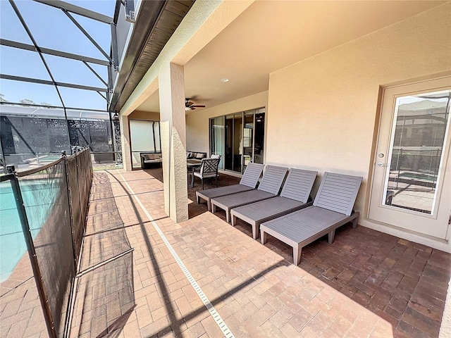 1614 Lima Ave, Kissimmee, FL 34747 - view of patio with a lanai and a ceiling fan