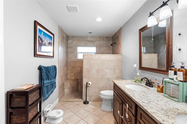 303 Thrush Ave, Sebring, FL 33870 - bathroom with toilet, walk in shower, tile patterned flooring, and vanity