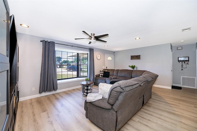 1730 Carolyn Ct, Saint Cloud, FL 34769 - living room with light wood-type flooring, ceiling fan, baseboards, and recessed lighting