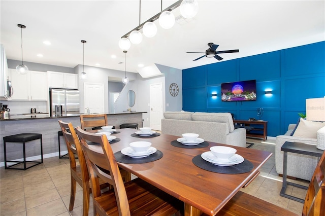 3181 Tocoa Cir, Kissimmee, FL 34746 - dining area featuring ceiling fan, light tile patterned floors, and recessed lighting