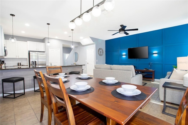 3181 Tocoa Cir, Kissimmee, FL 34746 - dining space featuring a ceiling fan, light tile patterned floors, and recessed lighting