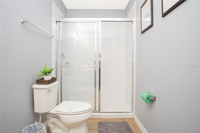 3181 Tocoa Cir, Kissimmee, FL 34746 - full bath featuring a stall shower, toilet, tile patterned floors, and baseboards