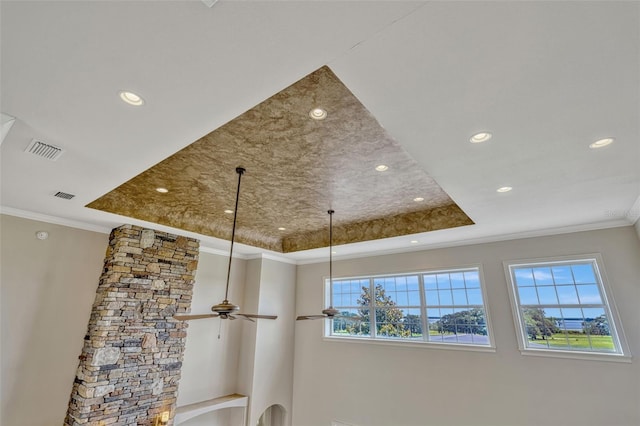 2350 Bradbury Rd, Haines City, FL 33844 - detailed view of recessed lighting, crown molding, and ceiling fan