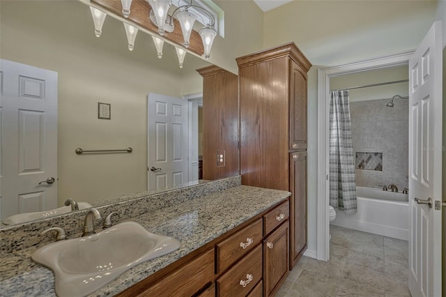 2350 Bradbury Rd, Haines City, FL 33844 - full bath with toilet, tile patterned flooring, vanity, and shower / bath combo with shower curtain