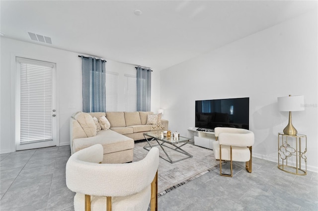 living area with baseboards