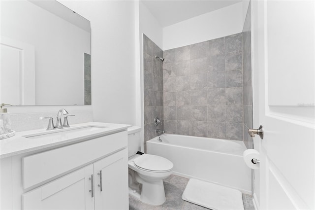full bath with toilet, bathtub / shower combination, and vanity