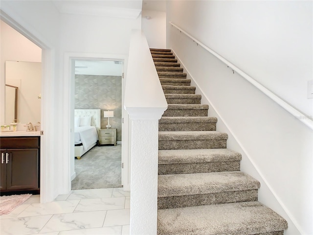 2970 Protagonist St, Kissimmee, FL 34746 - stairway featuring marble finish flooring