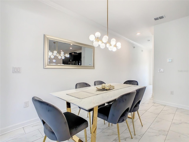 2970 Protagonist St, Kissimmee, FL 34746 - dining room with light marble finish floors, baseboards, ornamental molding, and recessed lighting