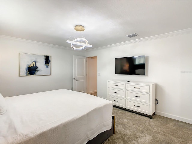2970 Protagonist St, Kissimmee, FL 34746 - bedroom with crown molding, a chandelier, light carpet, and baseboards