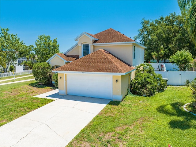 3203 Herons Point Cir, Kissimmee, FL 34741 - view of side of home with a shingled roof, stucco siding, an attached garage, and driveway