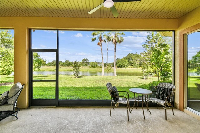 517 Milano Rd, Poinciana, FL 34759 - sunroom / solarium with a water view and ceiling fan