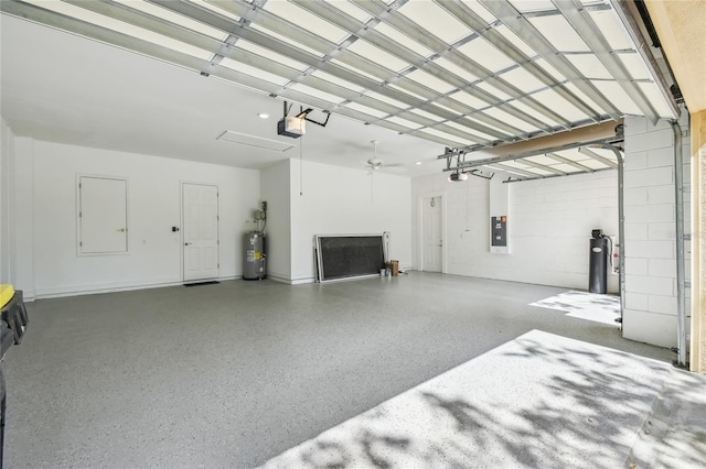517 Milano Rd, Poinciana, FL 34759 - garage with water heater, a garage door opener, and electric panel