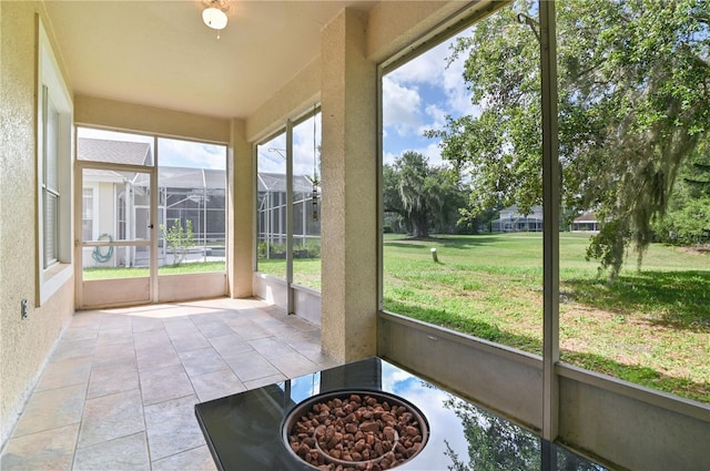 view of unfurnished sunroom