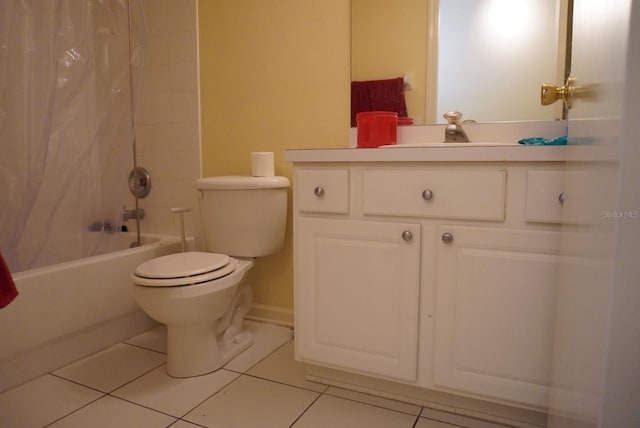 10308 Soaring Eagle Dr, Riverview, FL 33578 - full bathroom with toilet, tile patterned flooring, vanity, and shower / bath combo with shower curtain